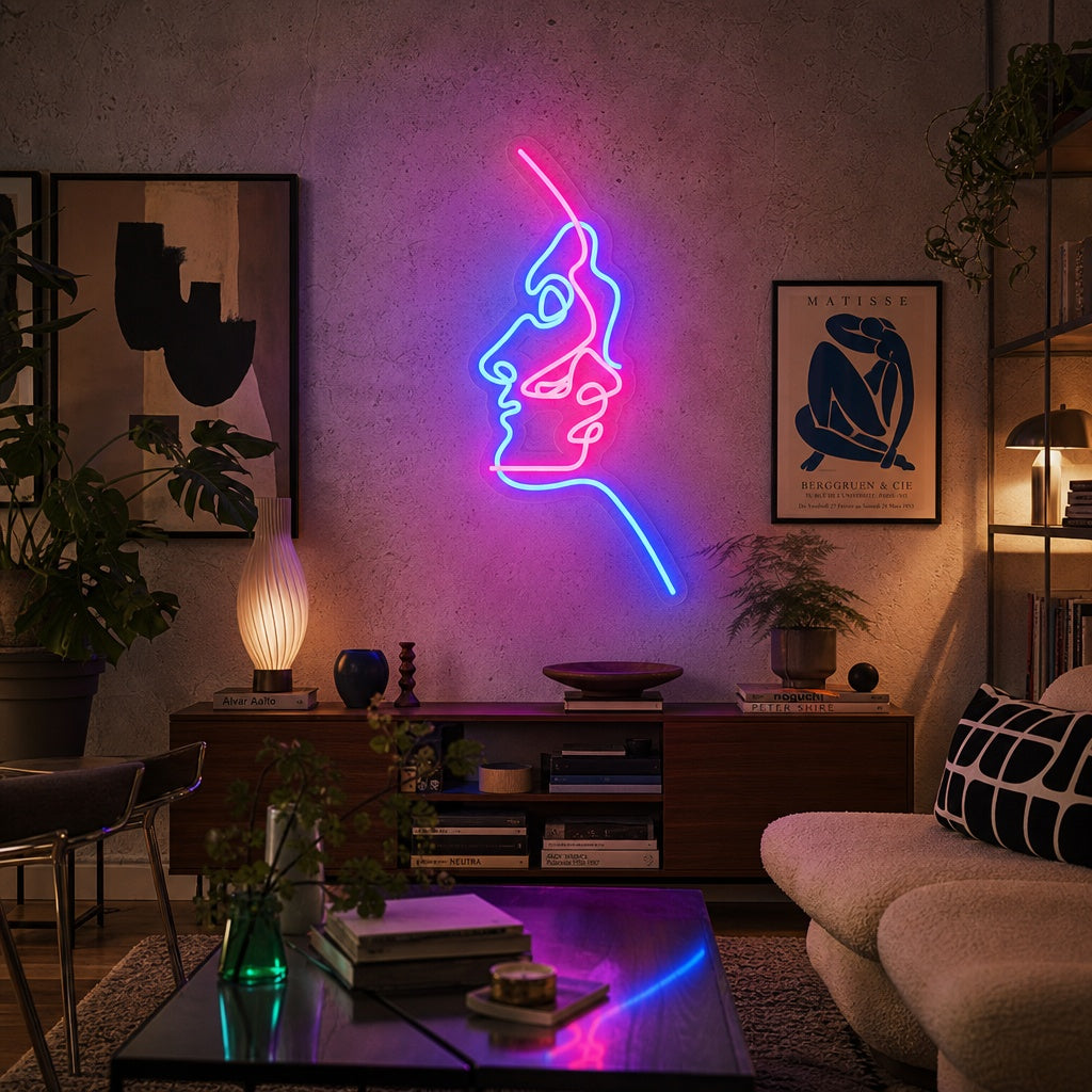 "Abstract Twee Gezichten" Neon Verlichting