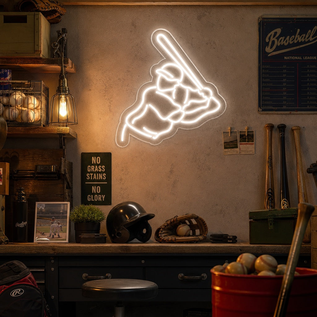 "Honkbalspeler" Neon Verlichting