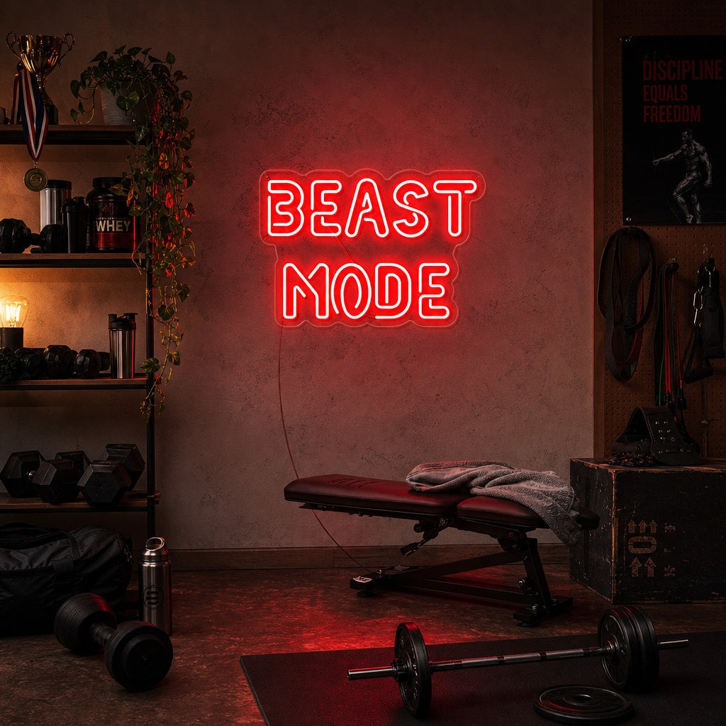 "Beast Mode, Gym Decor, Gym Quotes, Fitness Quotes, Workout Quotes" Neon Verlichting