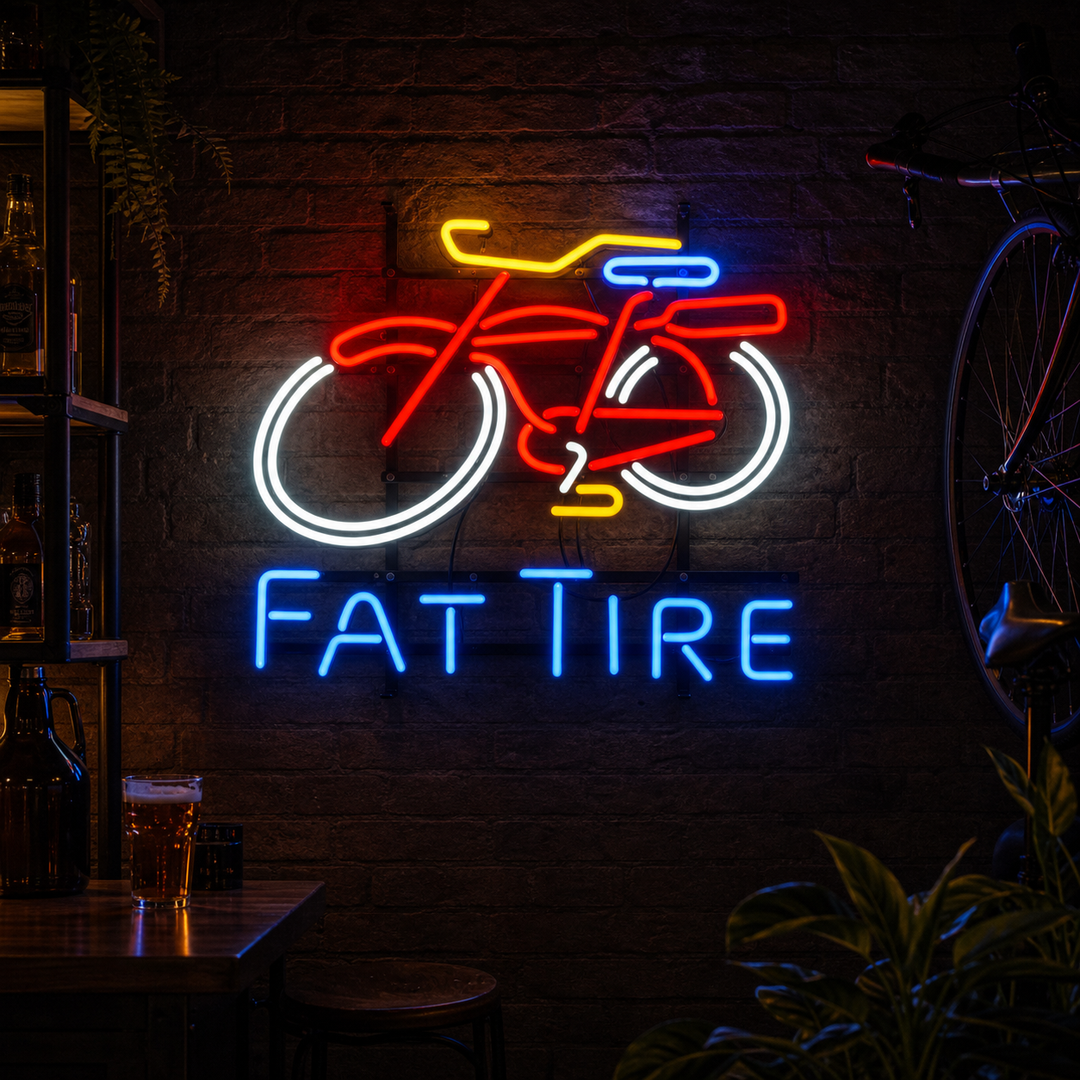 "Fat Tire, Fiets Fiets Logo" Neon Verlichting