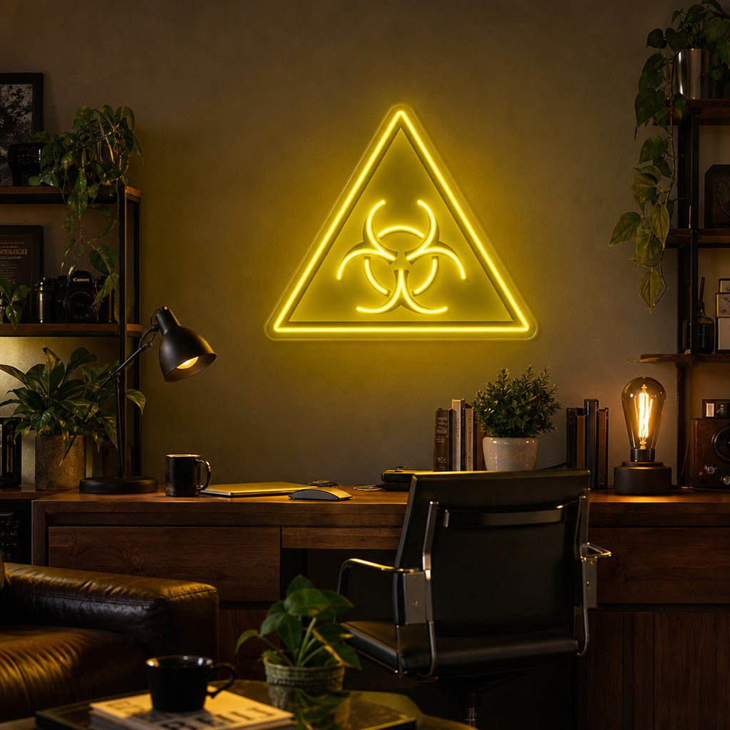 "Biohazard waarschuwingslogo, tv -programma geïnspireerd" UV-geprint LED-neonbord