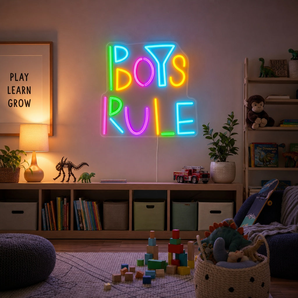 "Boys Rule, Kinderkamer Decor" Neon Verlichting