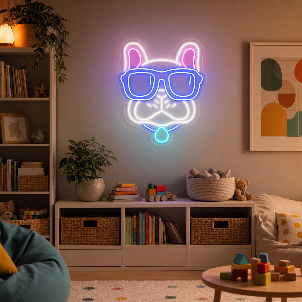 "Buldog, Bril" Neon Verlichting
