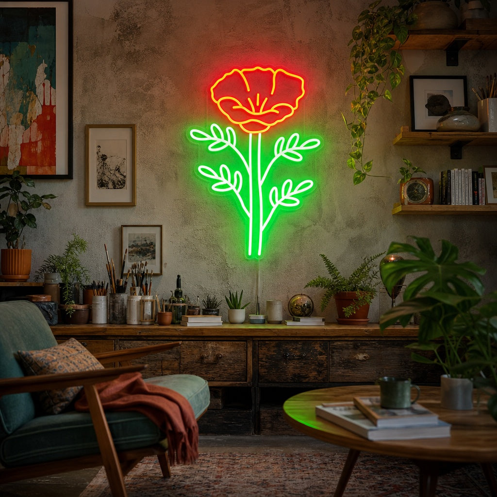 "California Klaproos Papaver Rhoeas" Neon Verlichting