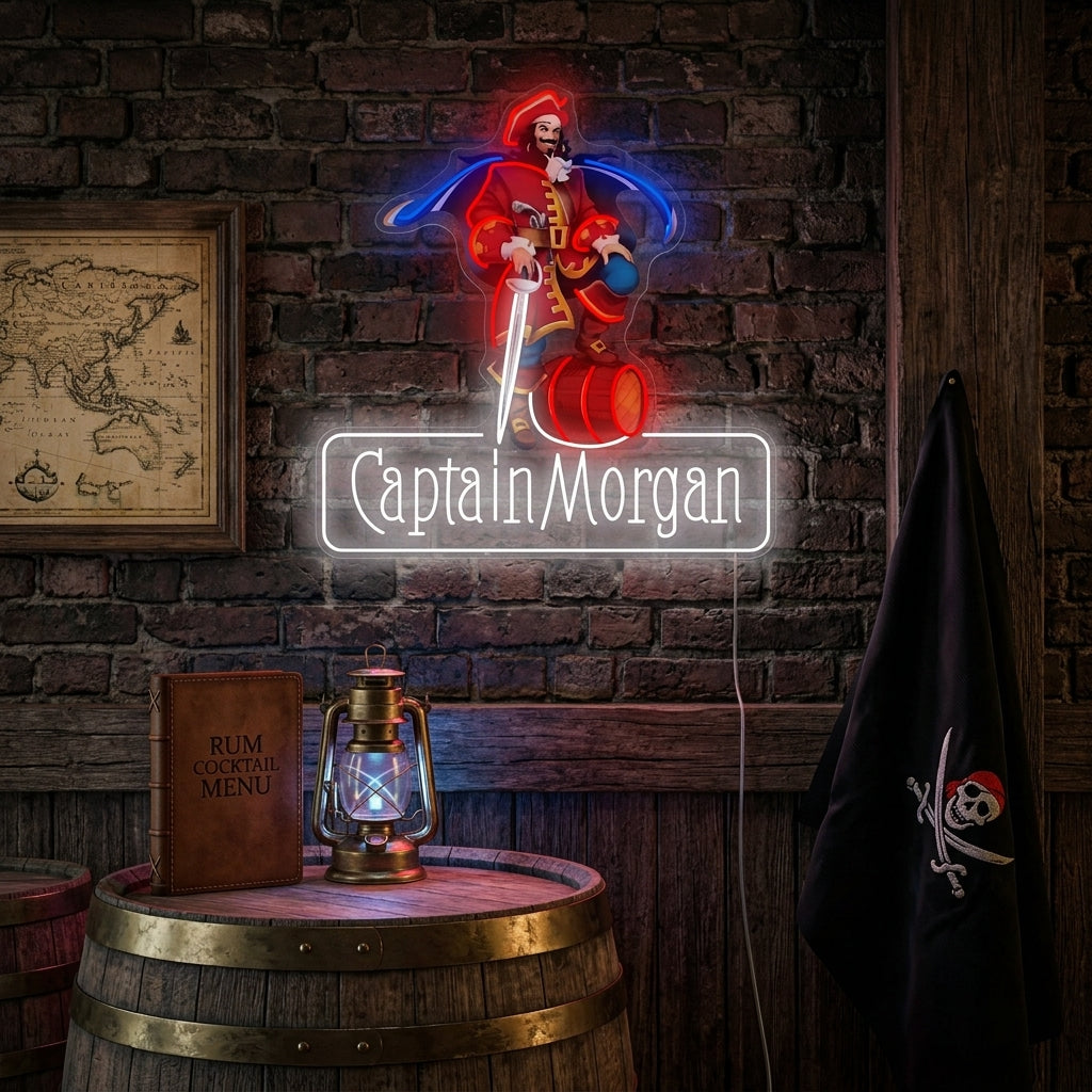 Captain Morgan piraat logo neon
