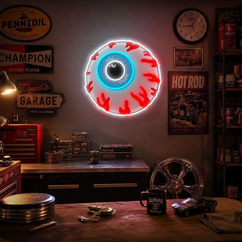 "Cartoon Eye, Eyeball, Zombie Bomb" UV-geprint LED-neonbord