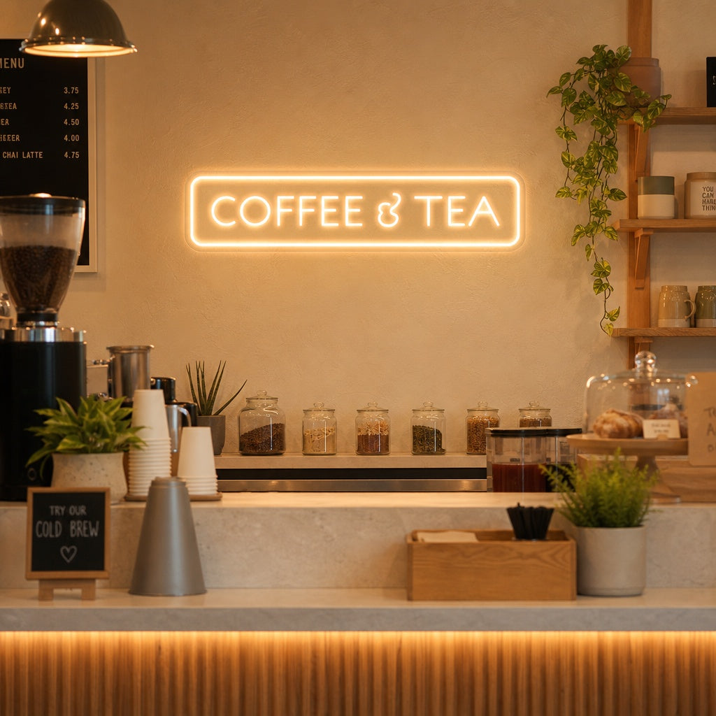 COFFEE & TEA witte LED neon wandtekst