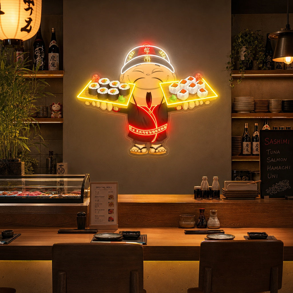 Kok van Sushi Neonbord, Japanse Restaurant Decor