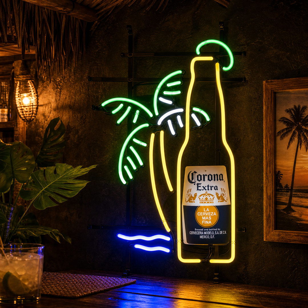 Corona Extra Bottle Palm Tree Beer Neon Verlichting
