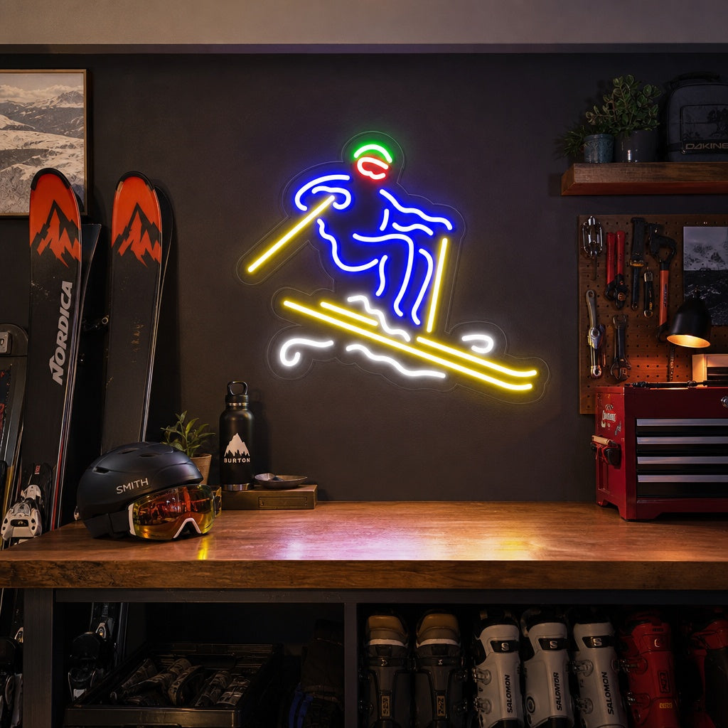 "Skiër Handgemaakt" Neon Verlichting