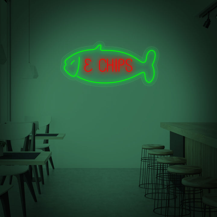 "Fish & Chips, vis" Neon Verlichting