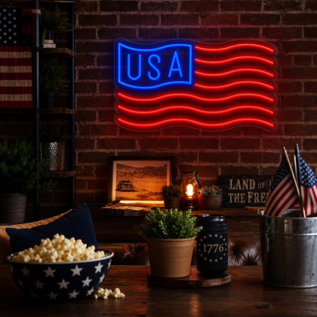 "Vlag Van Amerikaans" Neon Verlichting