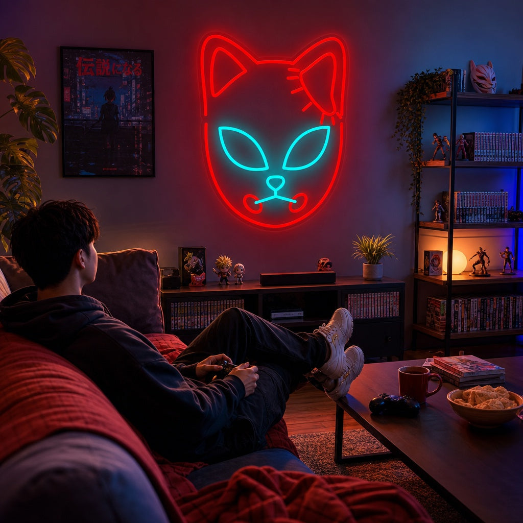 "Vossenmasker, Manga-Anime" Neon Verlichting