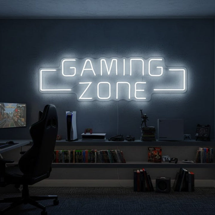 GAMING ZONE witte LED neon wandbord