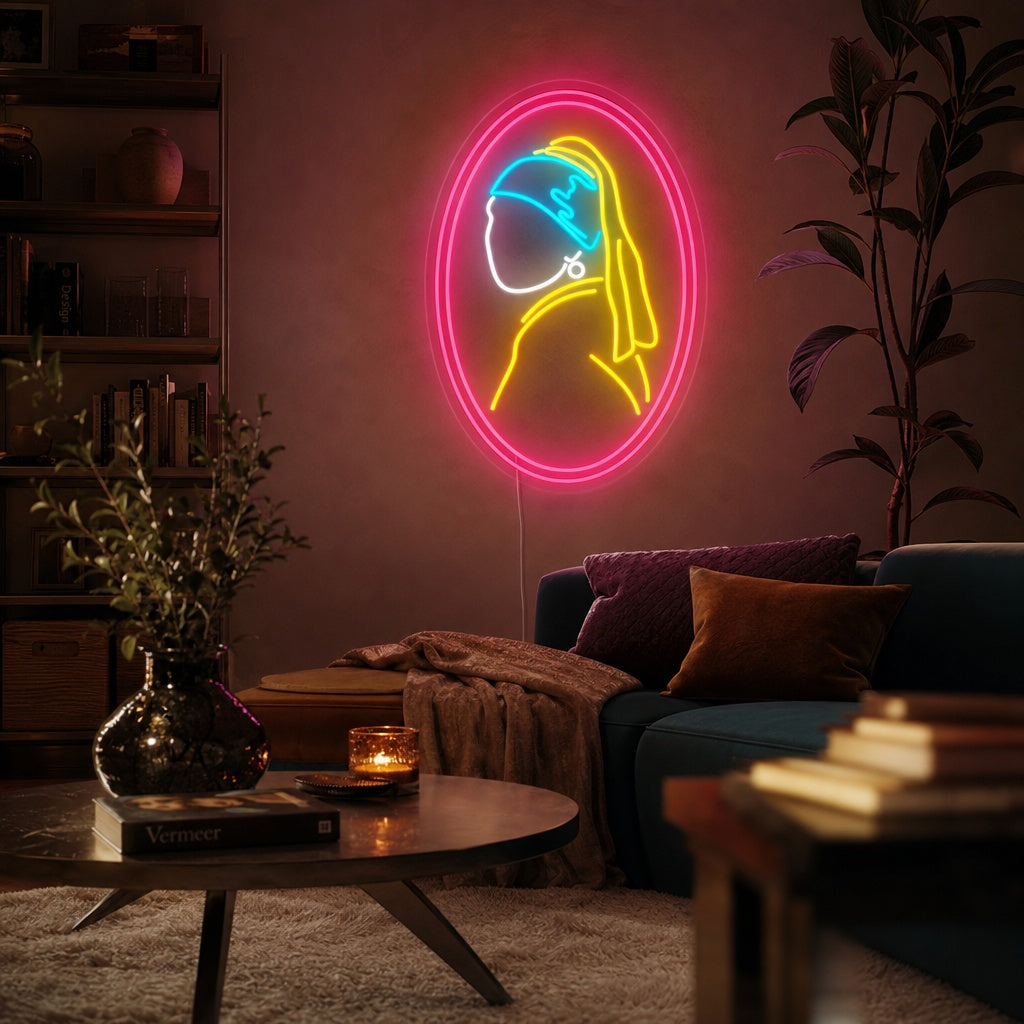 "Meisje Met Parel Vermeer" Neon Verlichting