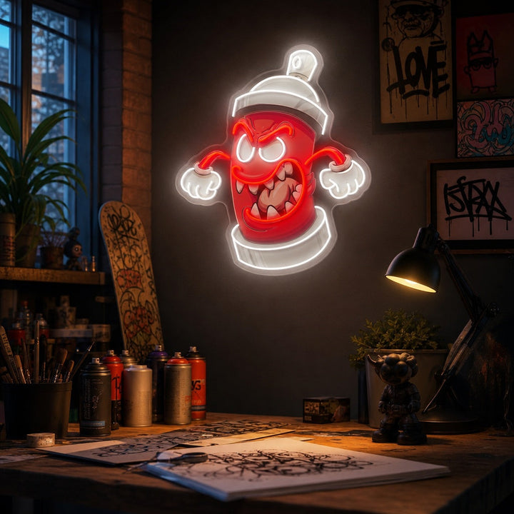 "Graffiti -spray kan monster" UV-geprint LED-neonbord