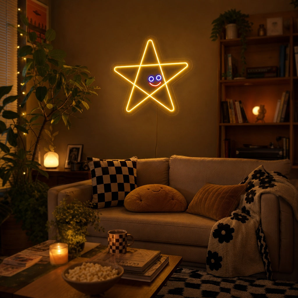 "Happy Star" Neon Verlichting