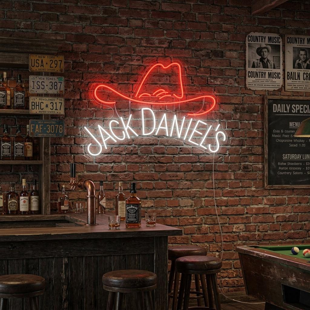 "Jack Whiskey Cowboyhoed" Neonbord