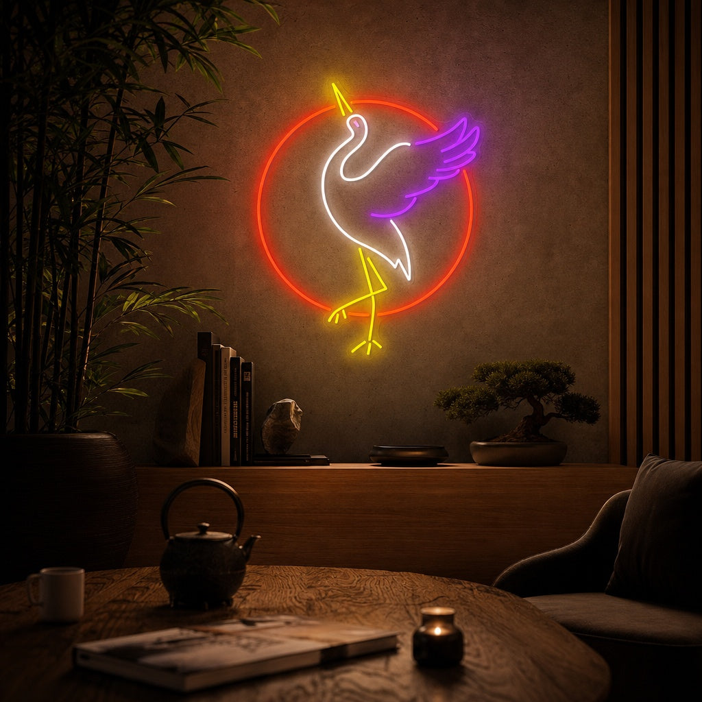 Japanse Kraanvogel Neonbord, Japanse Neon Sign