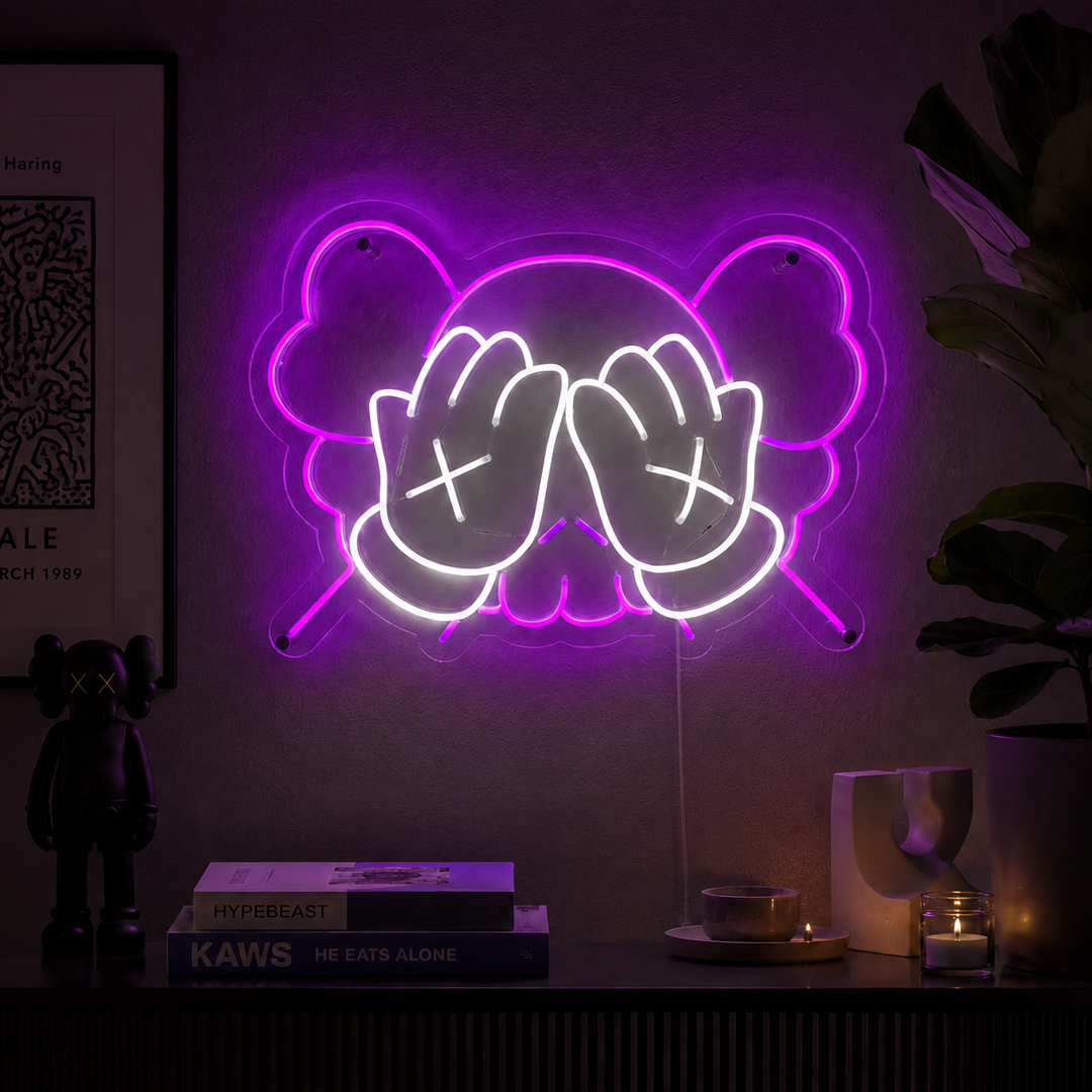 KAWS LED neon bord, Companion LED bord, KAWS neon decor