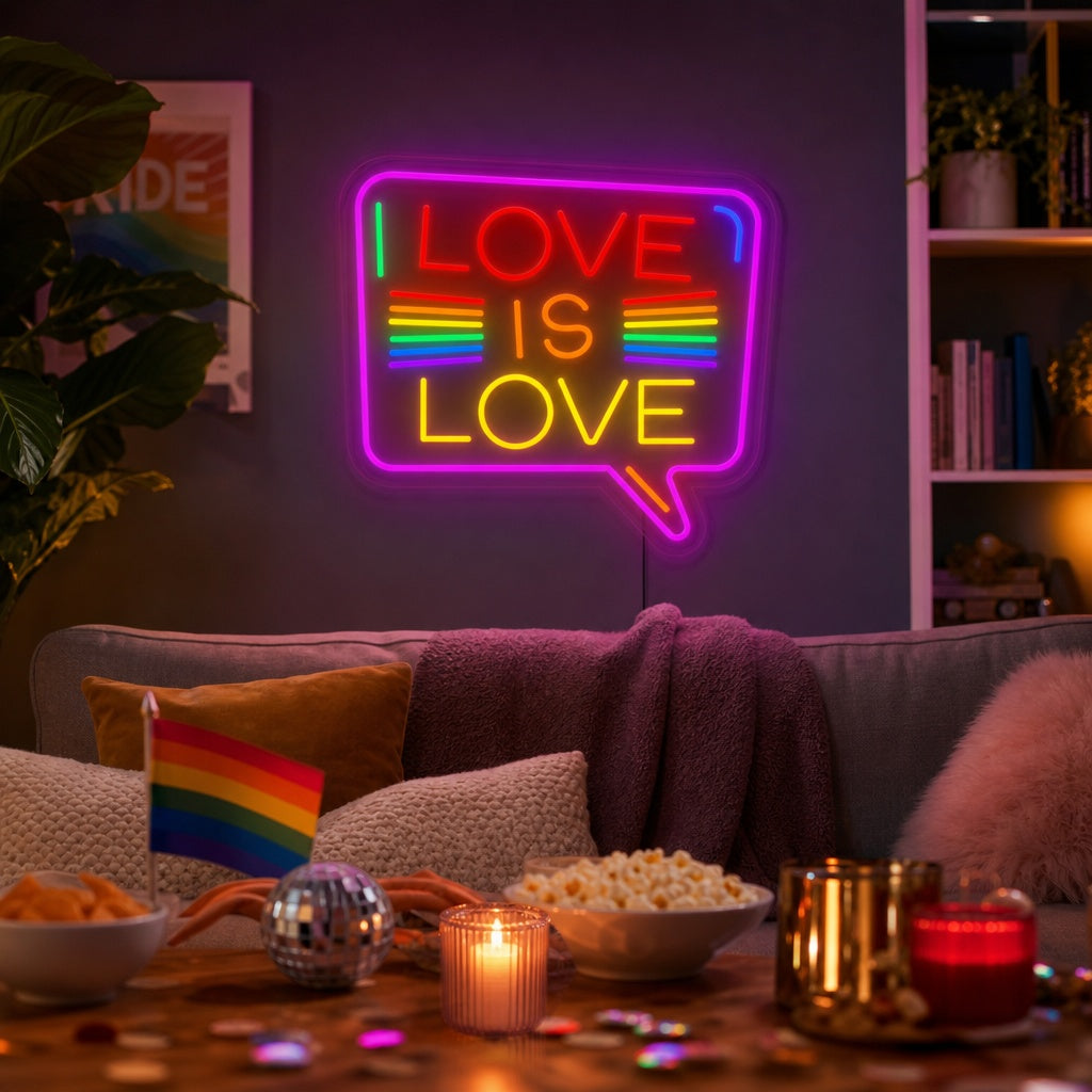 "LGBT LOVE IS LOVE, Regenboog" Neon Verlichting