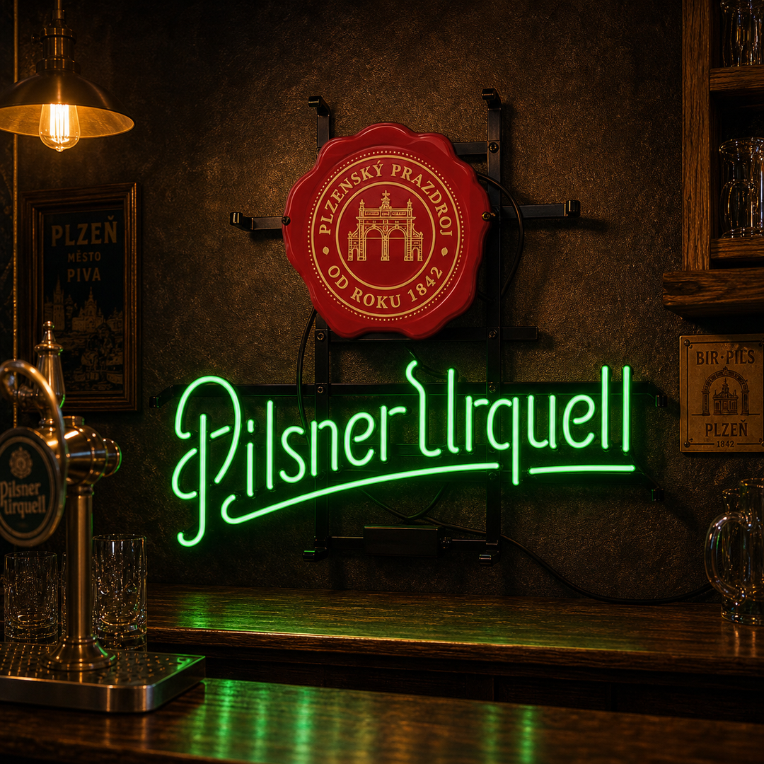 Light Green Pilsner Urquell Budweiser Clydesdale Coaster Neon Verlichting