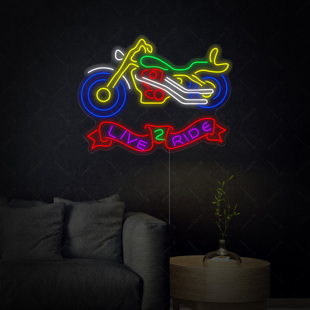 "Live 2 Ride, Motorfiets" Neon Verlichting