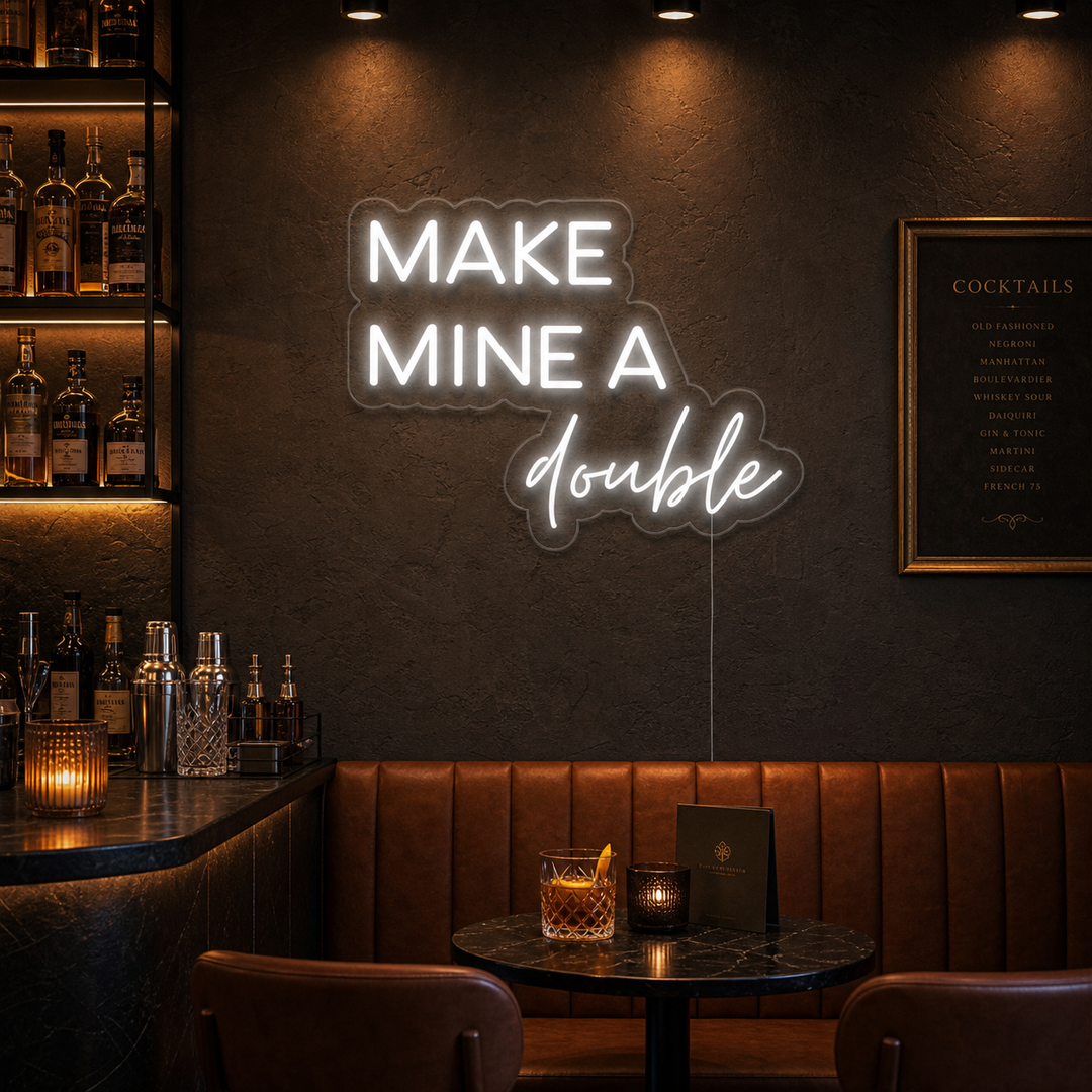 "Make Mine A Double Bierbar" Neon Verlichting