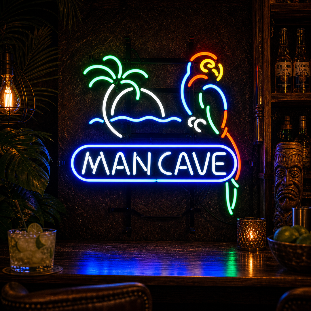 "Man Cave, Papegaai" Neon Verlichting