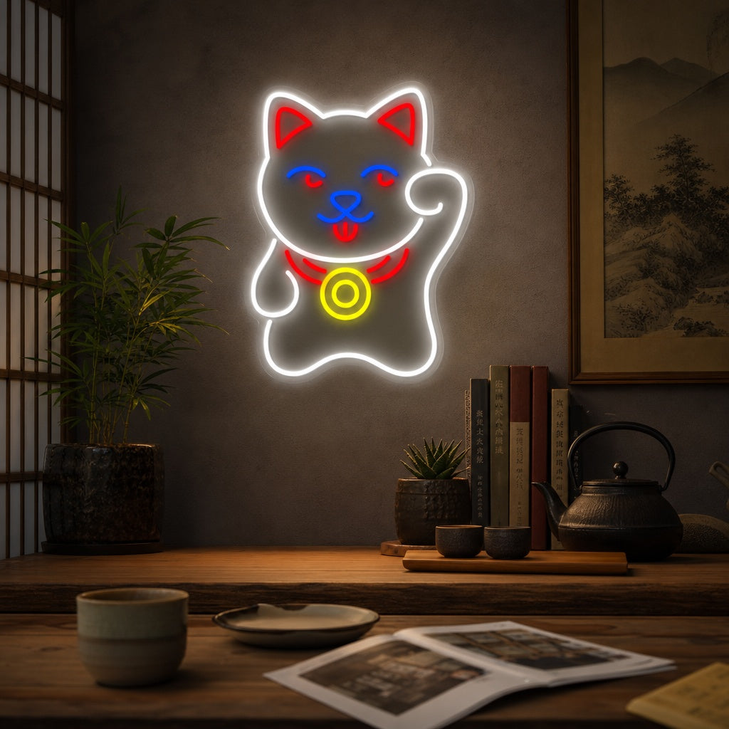 Maneki Neko Kat Neonbord, Japanse Neon Sign