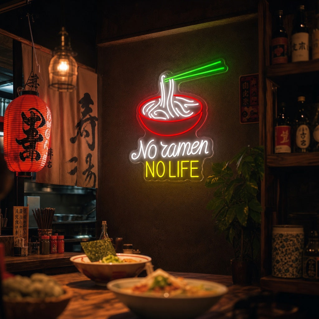 No Ramen No Life Neonbord, Japanse Restaurant Decor