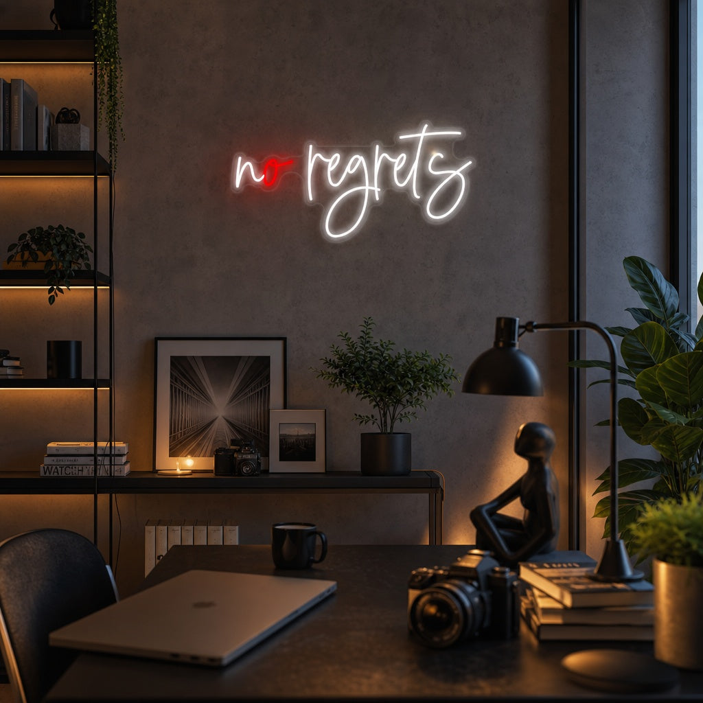 "No Regrets" Neon Verlichting