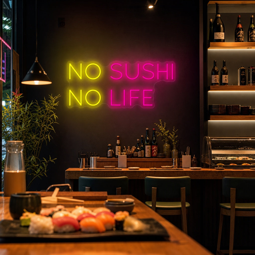 No Sushi No Life Neonbord, Japans Restaurant Decor