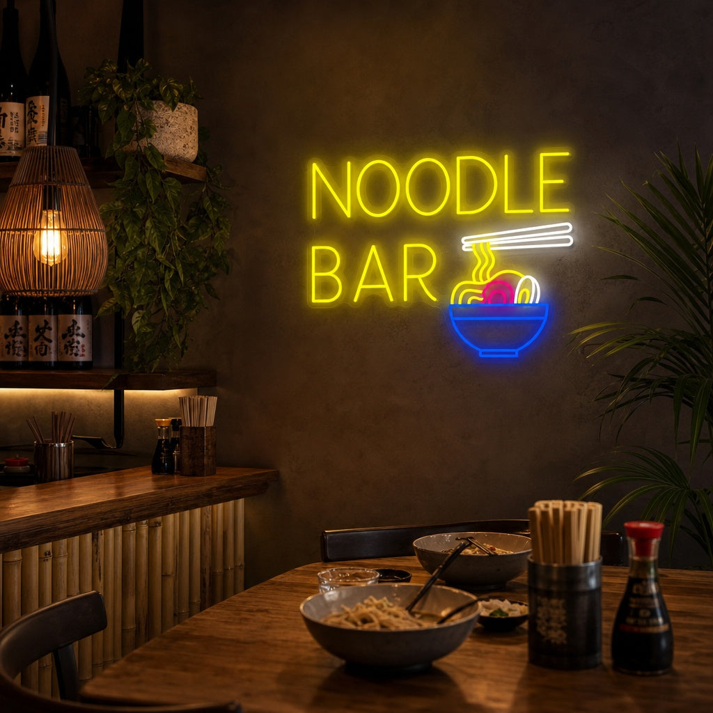 Noodle Bar Neonbord, Japans Restaurantdecor