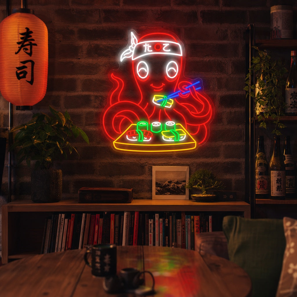 Octopus Sushi Neonbord, Japanse Restaurant Decor