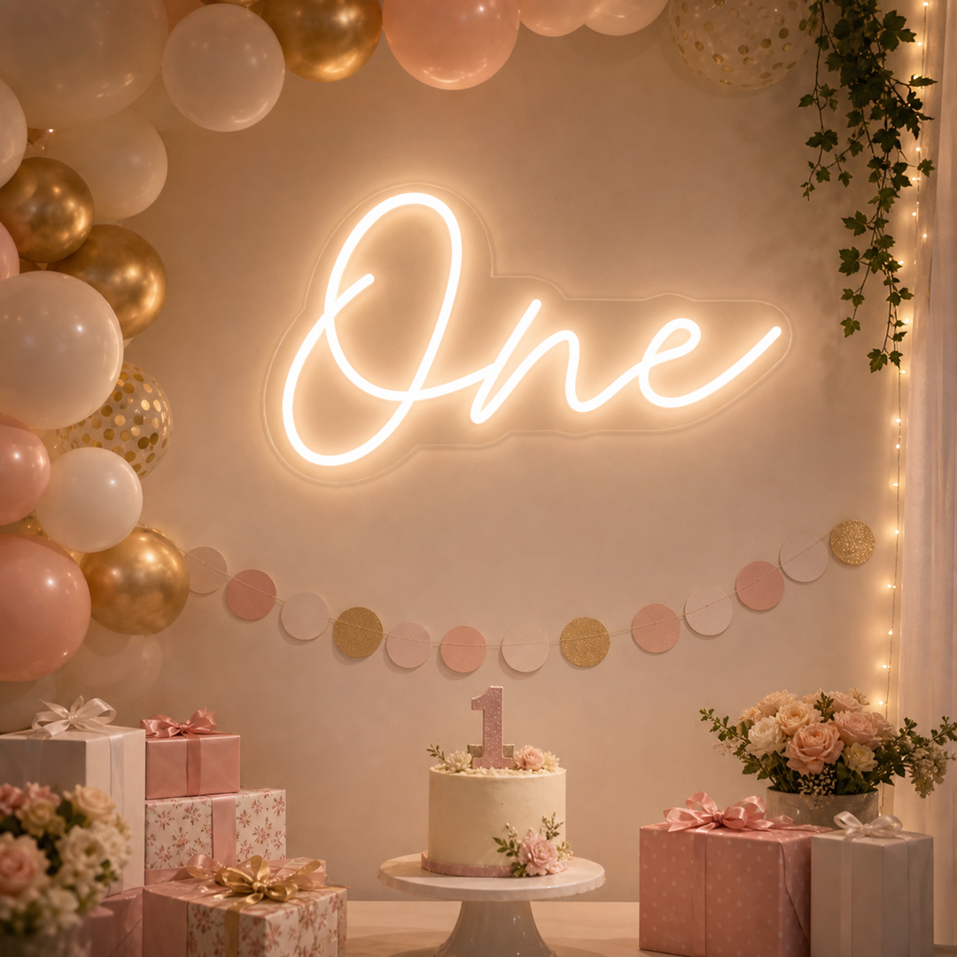 "one, Eerste verjaardagsdecoratie" Neon Verlichting