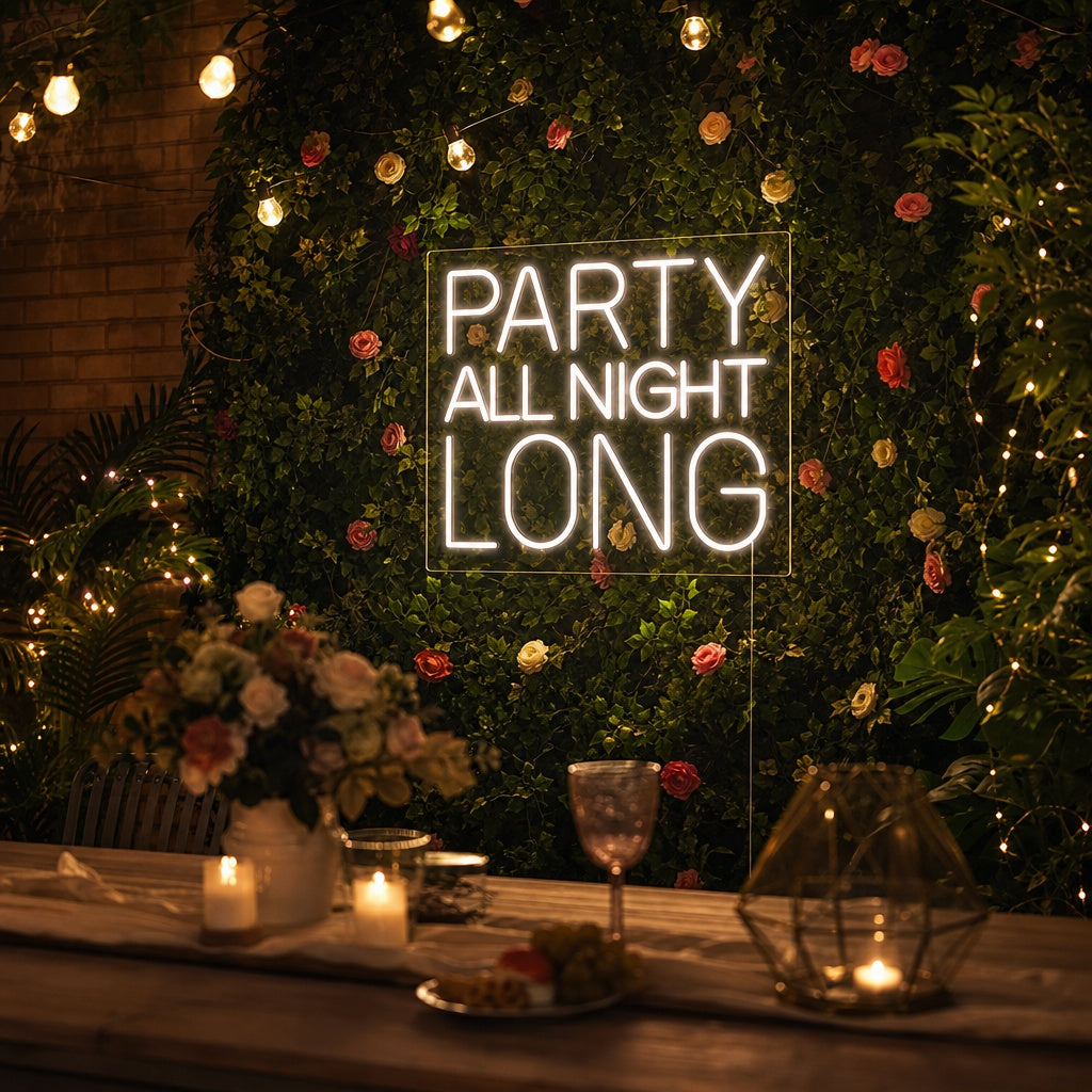 "Party All Night Long" Neon Verlichting