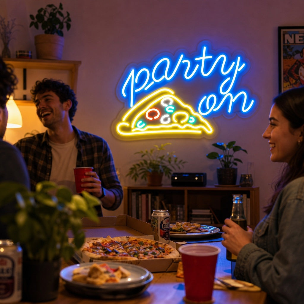"Party On Pizza" Neon Verlichting