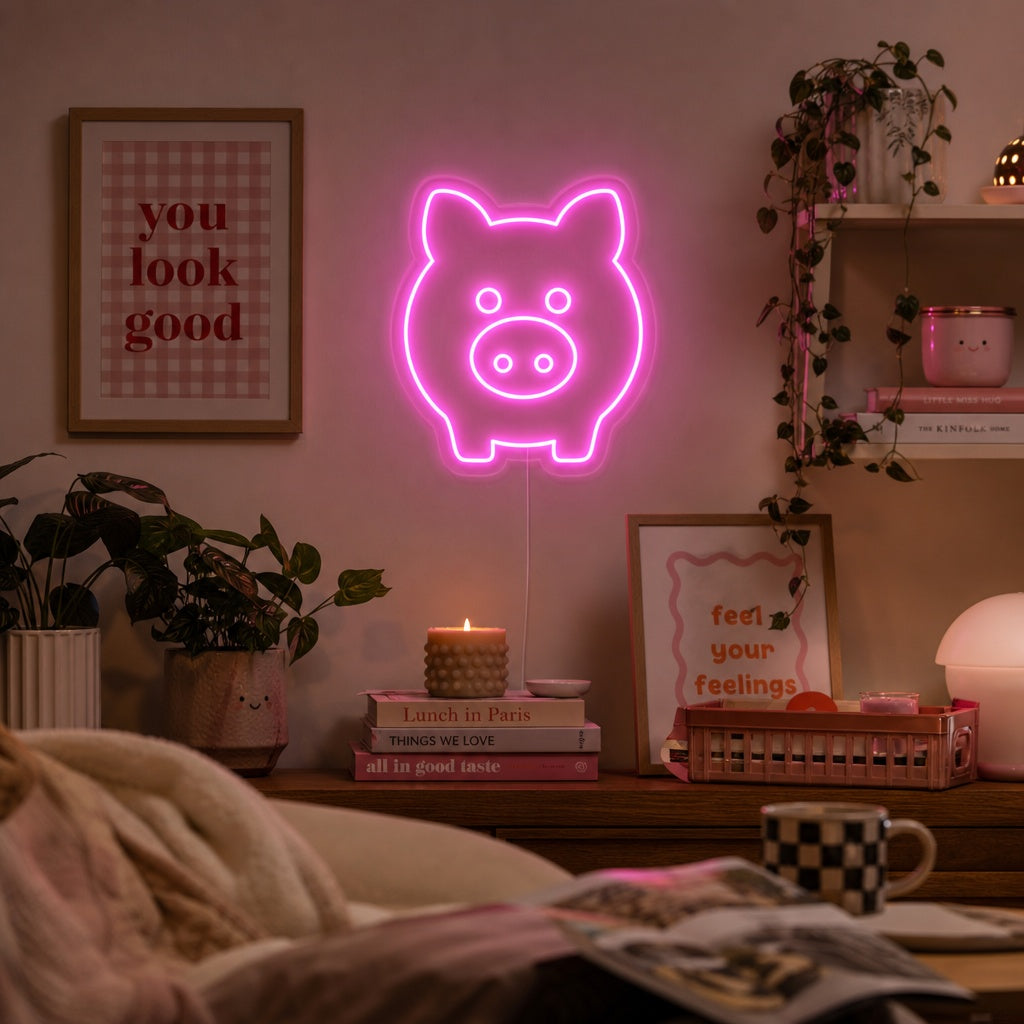 "Roze Varken" Neon Verlichting