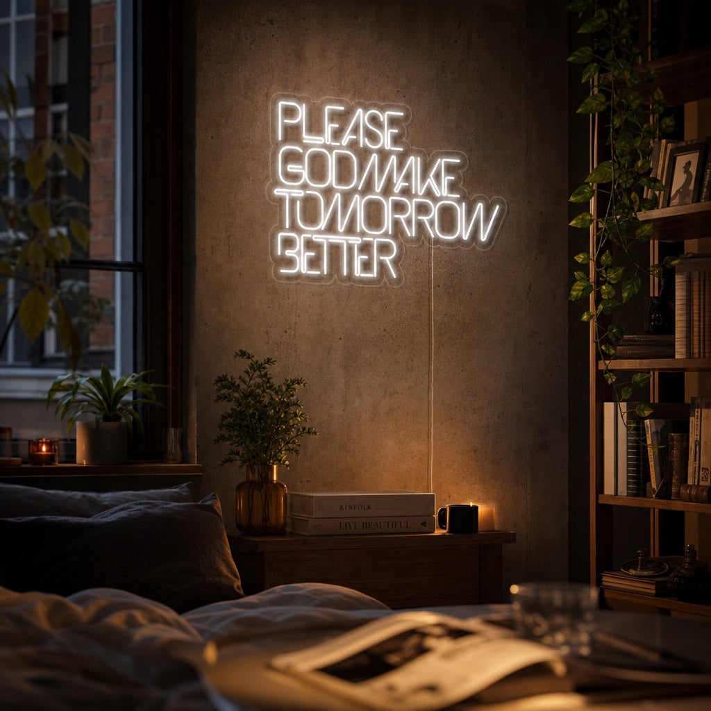 "Please God Make Tomorrow Better" Neon Verlichting