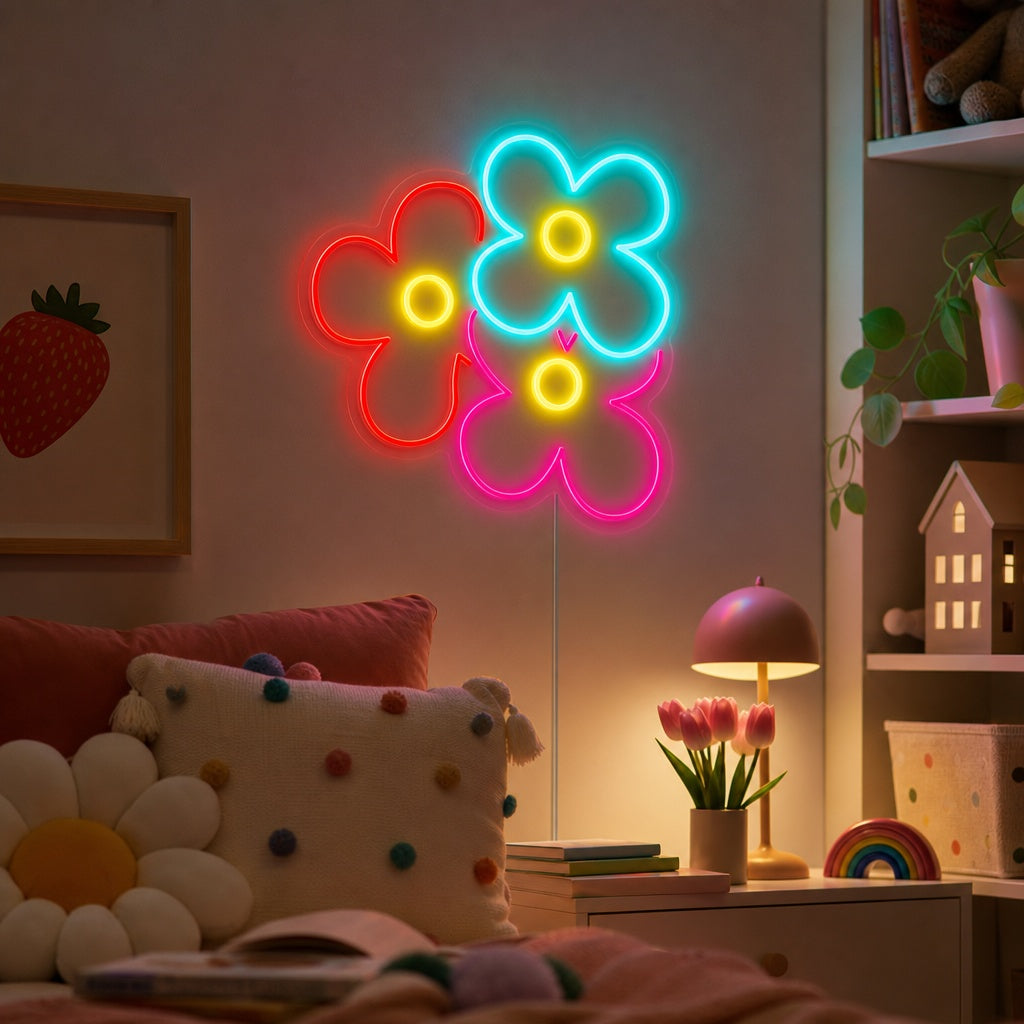 "Opengaande Madeliefjesbloem, Kinderkamer Decor" Neon Verlichting