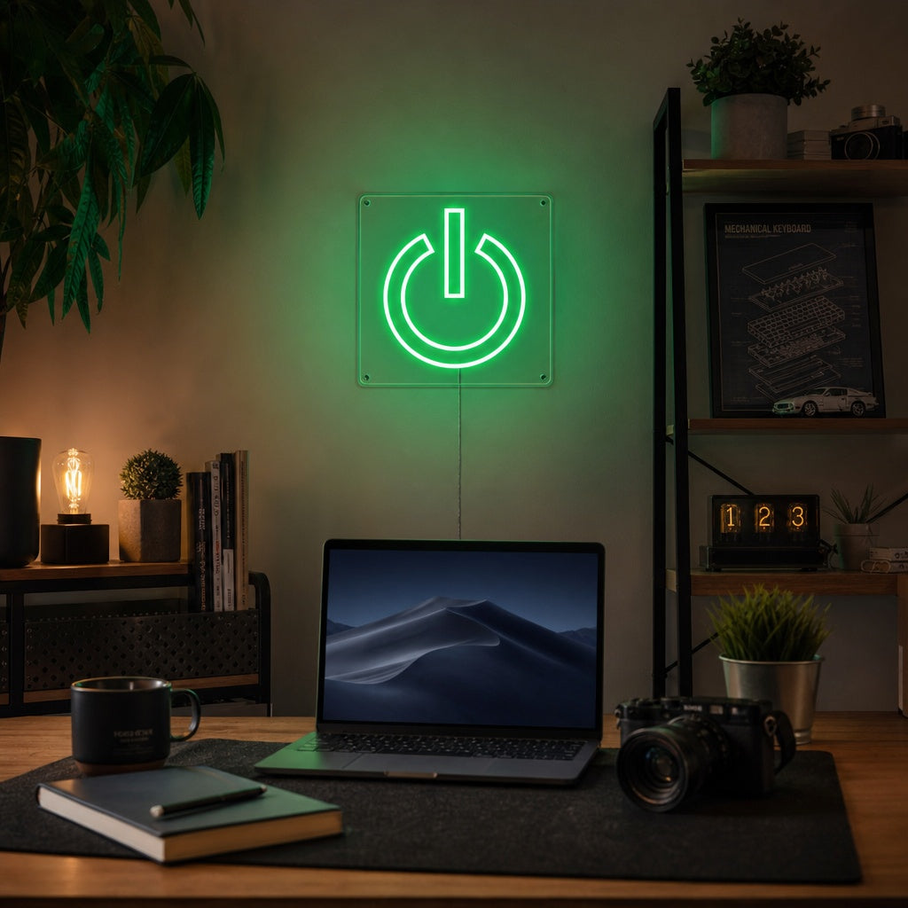 "Power Button, Game Room Decor" Neon Verlichting