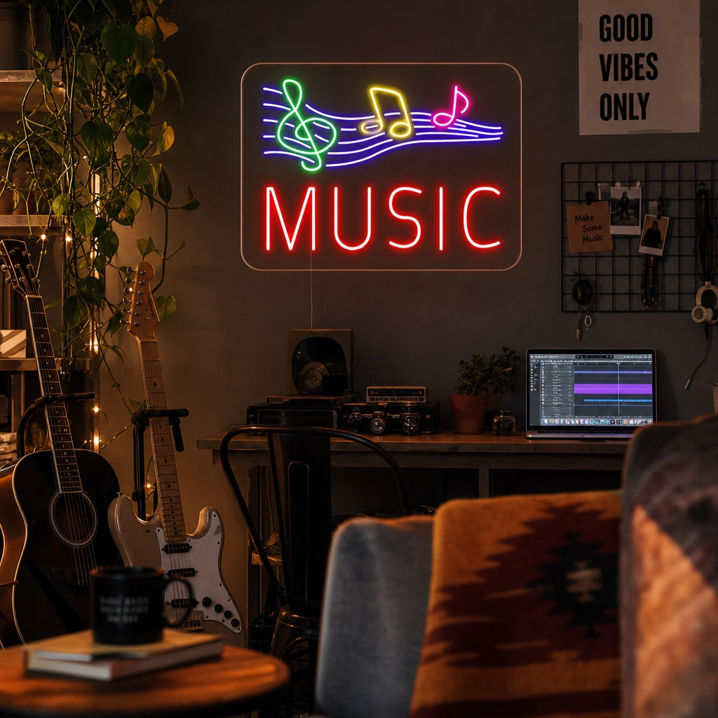"Music, Muzieknoten" Neon Verlichting