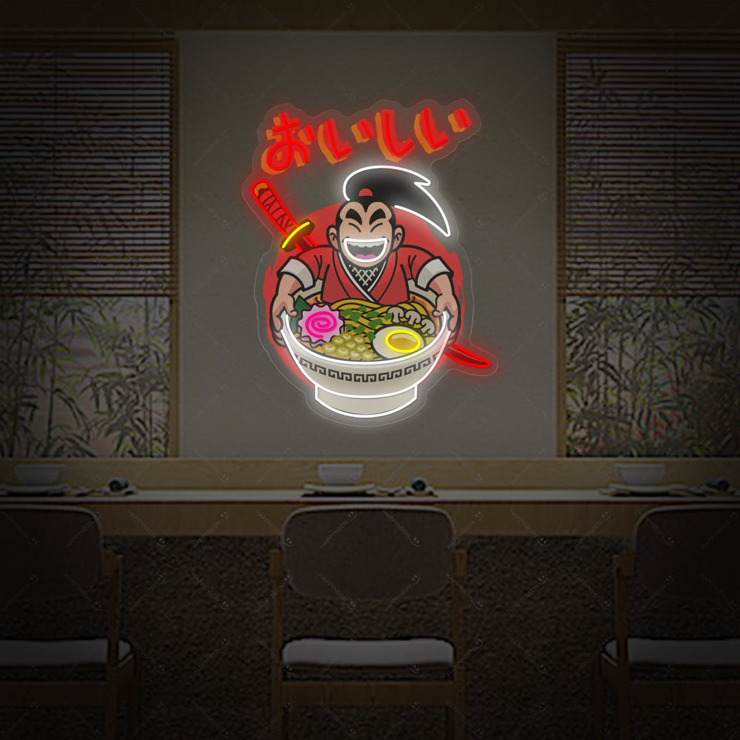 Samurai Ramen Neonbord, Japanse Restaurant Decor