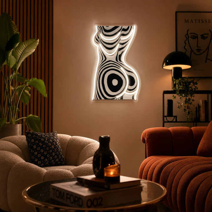 "Sensuele zebra, vrouwelijk lichaam" UV-geprint LED-neonbord