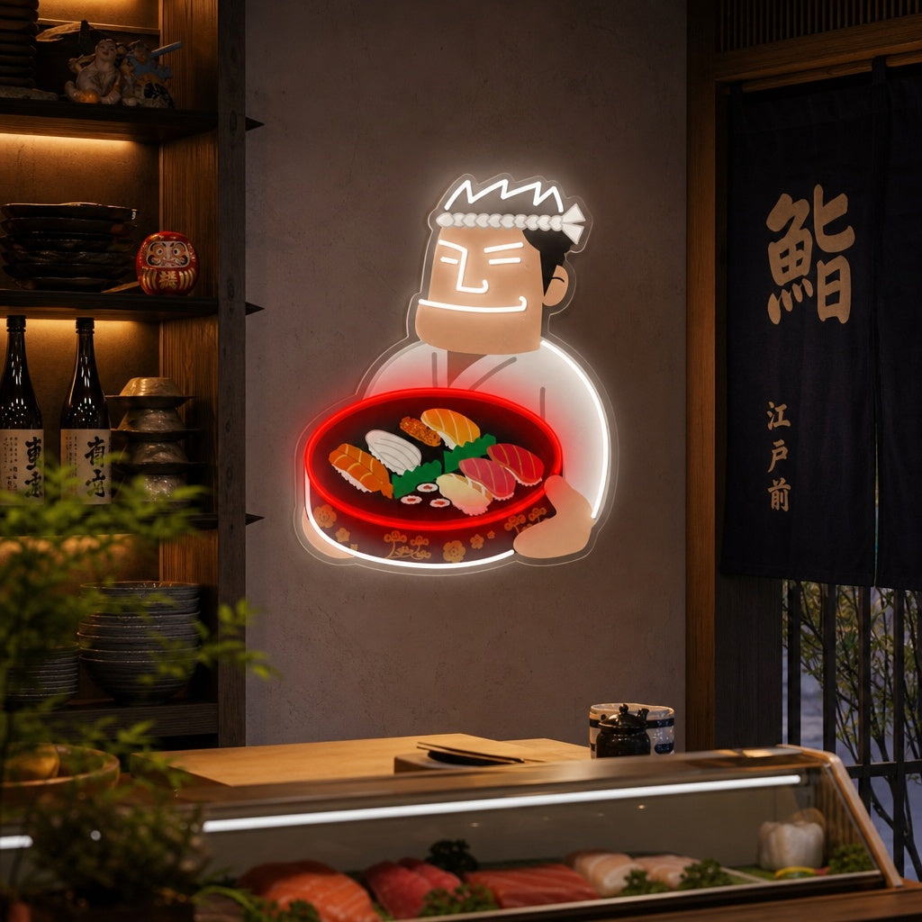 Sushi Chef Neonbord, Japanse Restaurant Decor