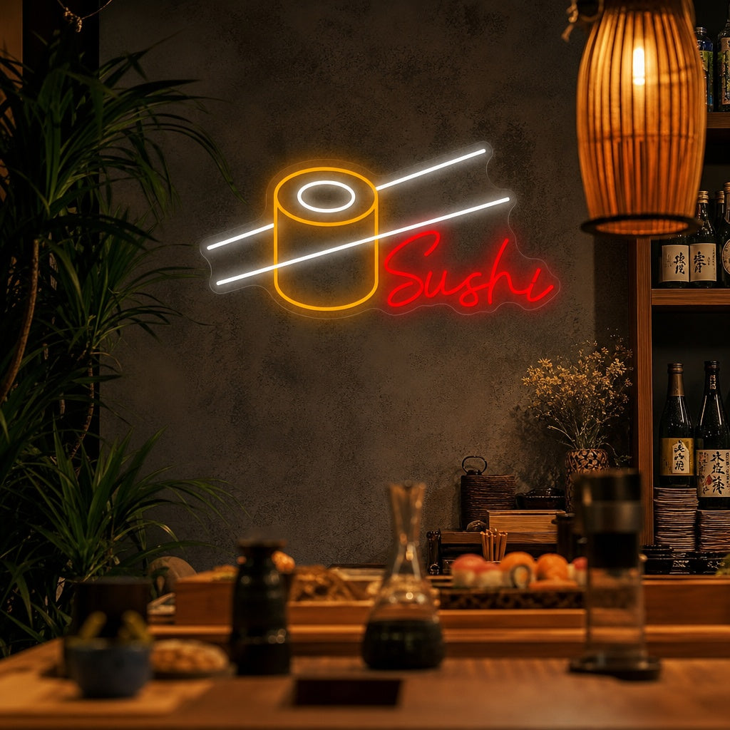 Sushi Roll Neonbord, Japanse Restaurant Decor