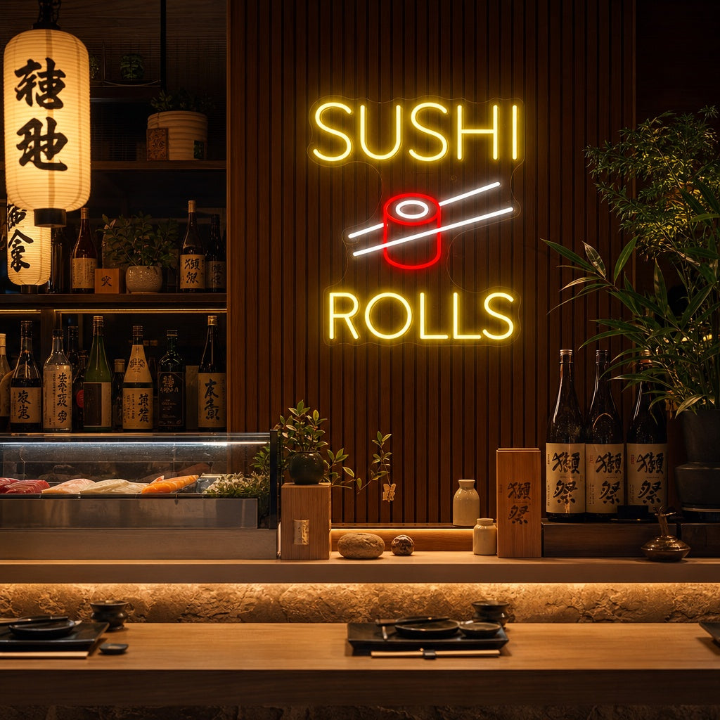 Sushi Rolls Neonbord, Japanse Restaurant Decor
