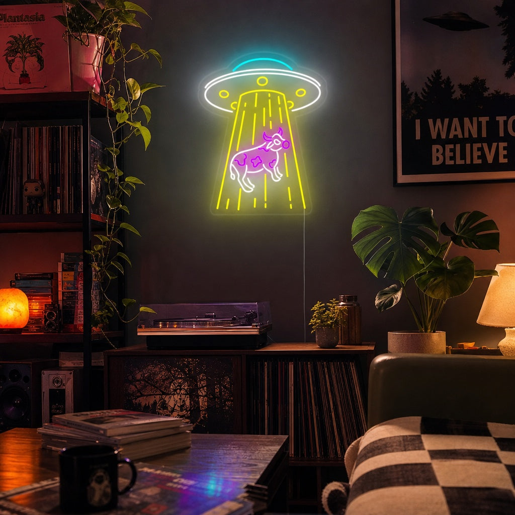 "UFO Die Koe Ontvoert" Neon Verlichting