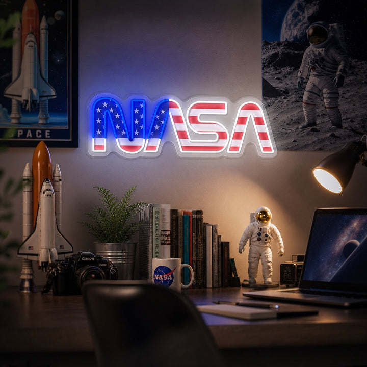 "Vlagvormige NAS -logo in de VS" UV-geprint LED-neonbord